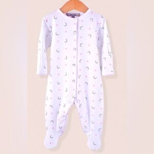 NWT fleurisse Pima Moon and Stars Pink Stretchie- Size 9-12M